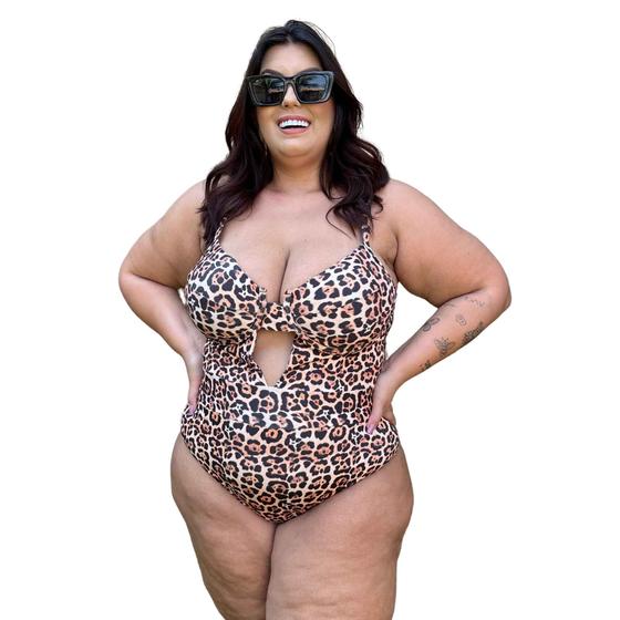 Imagem de Maiô Com Bojo Animla Print Plus Size Retrô Onça