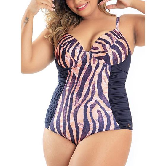 Imagem de Maiô Com Bojo E Recorte Estampado Plus Size, Banho de Mar