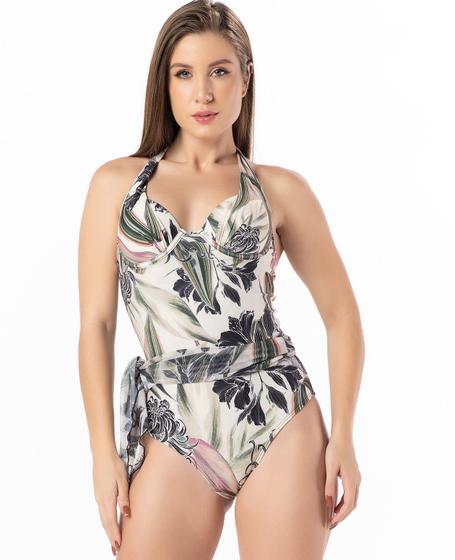 Imagem de Maiô com Saia e Bojo Maiô Vestido ombro só com Argola