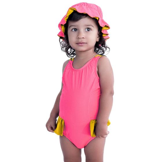 Imagem de Maiô De Bebês Com Babadinho e Chapéuzinho Dupla Face