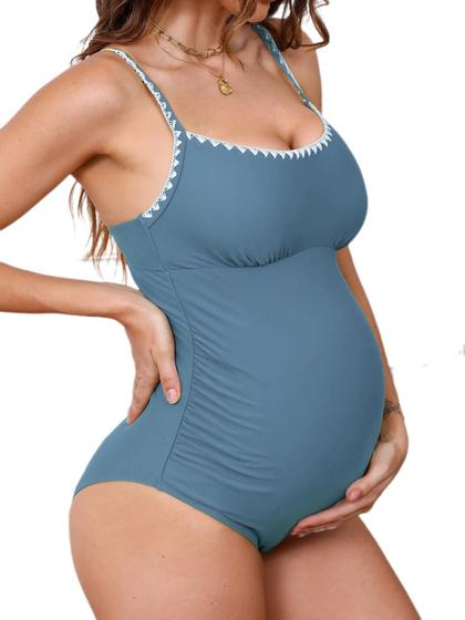 Imagem de Maiô de maternidade CUPSHE com alça ajustável franzida XS Slate B