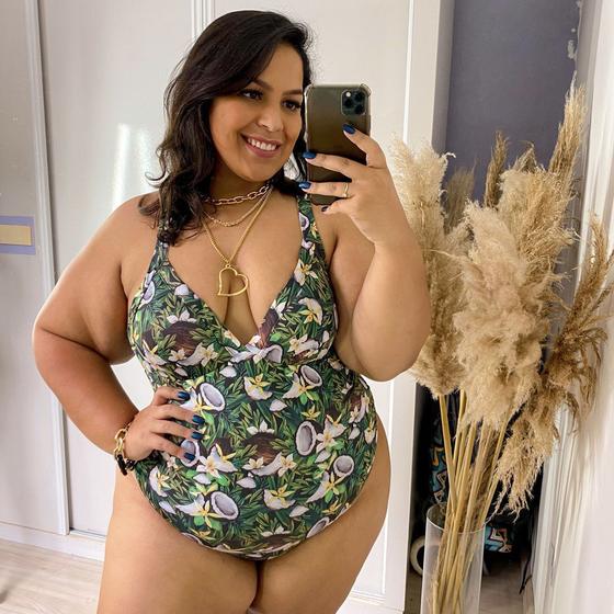 Imagem de Maiô Estampa Tropical Plus Size