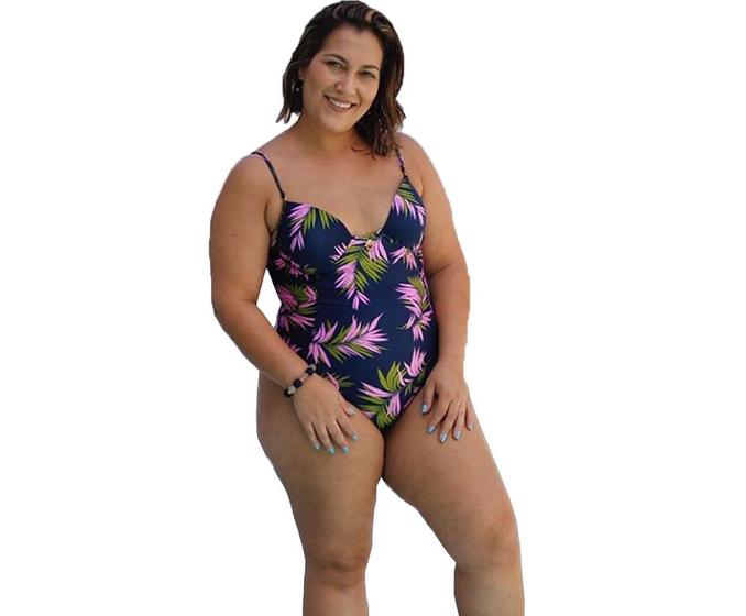 Imagem de Maiô Estampado Plus Size Moderno Com Bojo Gordinha Tamanho G2