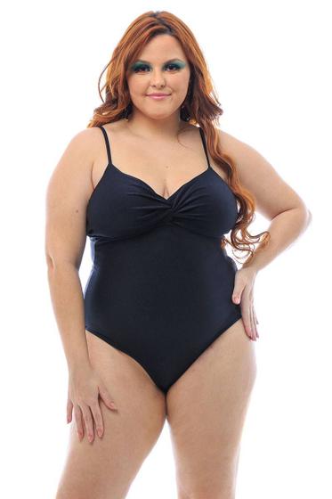 Imagem de Maiô Plus Size Compressão Preto Costas Altas Lua Nova