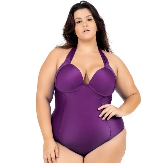 Imagem de Maiô Plus Size liso Chapa barriga Com Bojo Cortinão