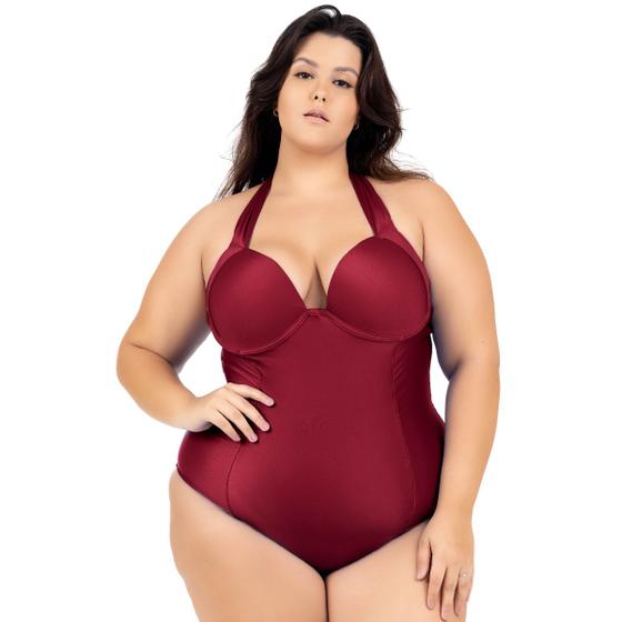 Imagem de Maiô Plus Size liso Chapa barriga Com Bojo Cortinão