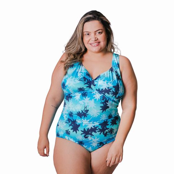 Imagem de Maio Plus Size Sem Bojo Com Alca Reforcada Mega Confortavel Florido