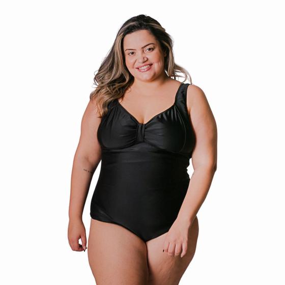 Imagem de Maio Plus Size Sem Bojo Com Alca Reforcada Mega Confortavel Preto