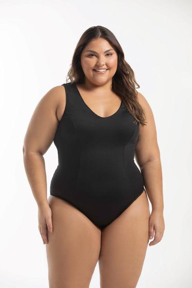 Imagem de Maiô Regata Com Recortes Liso Plus Size