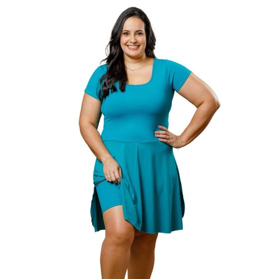 Saida Embutida Maio Plus Size Com Vestido Maiô Vestido Plus Size