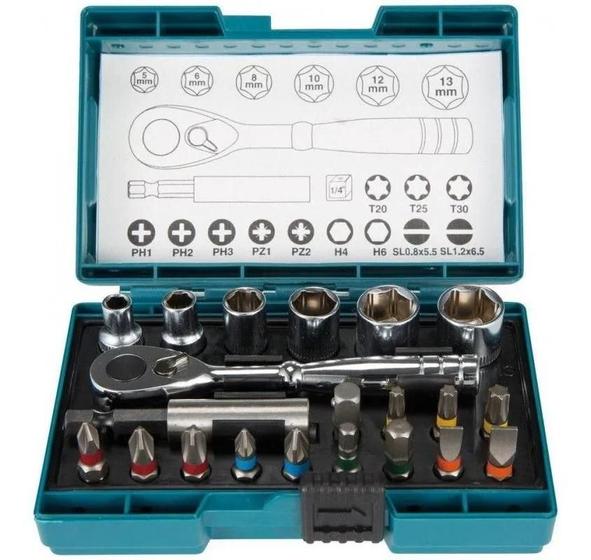 Imagem de Makita Kit Bits E Soquetes 21 Peças Chaves Catraca B-54081