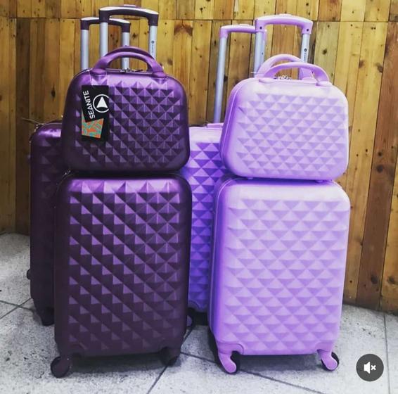 Mala de bordo roxa P com frasqueira 49cm/ 19cm / 30 - Ateliê das malas ...