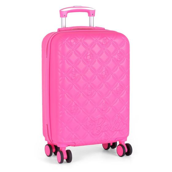 Imagem de Mala de Bordo Viagem Barbie Cor Pink Com Rodas 360 - Luxcel