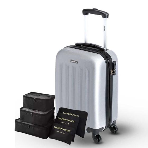 Imagem de Mala de Viagem Bordo 10KG SESTINI Em ABS com Rodas 360, Expansível, Cadeado Fixo e Garantia Vitalícia - Kit Organizador Incluso