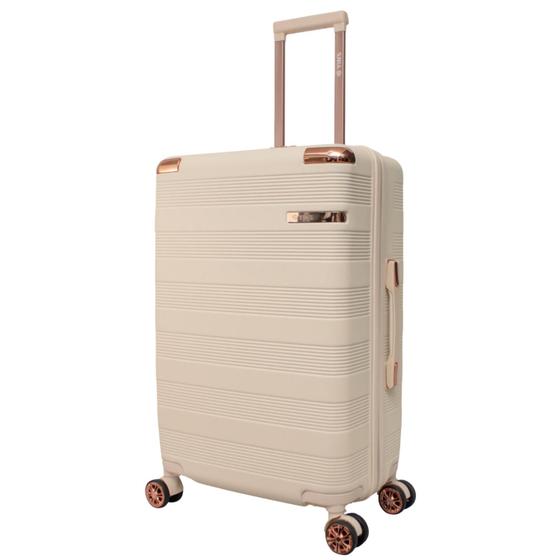 Mala De Viagem Média 23kg Abs Rígida Roda 360º Cadeado Integrado Bege Yins Menor preço em Mala De Viagem Média 23kg Abs Rígida Roda 360º Cadeado Integrado Bege Yins