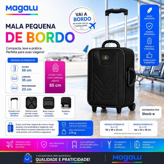 Mala de Viagem Pequena de bordo 10kg ANAC com alças e 2 rodinhas Village Imagem de Mala de Viagem Pequena de bordo 10kg ANAC com alças e 2 rodinhas Village
