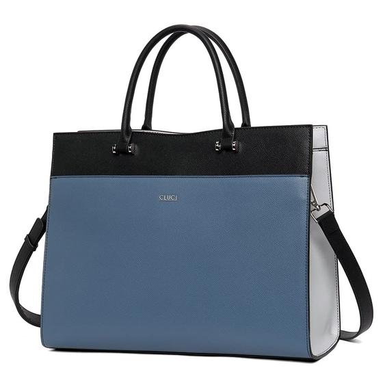 Imagem de Maleta CLUCI, bolsa de couro para laptop de 15,6" para mulheres, azul