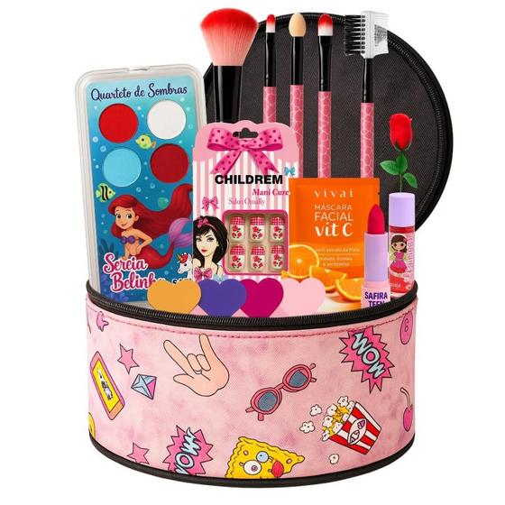 Imagem de Maleta De Maquiagem Infantil Completa Rosa Unicórnio Linda