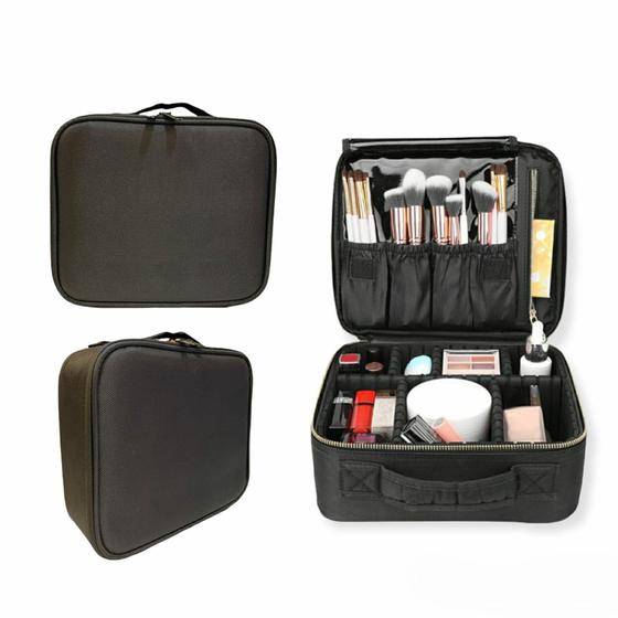 Maleta de Maquiagem Profissional Preta Com Divisórias Make BL001-P Menor preço em Maleta de Maquiagem Profissional Preta Com Divisórias Make BL001-P