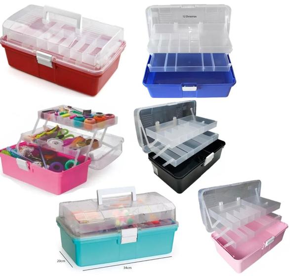 Imagem de Maleta Divisórias 34x20 Manicure Pesca Costura Organizadora Mega Box