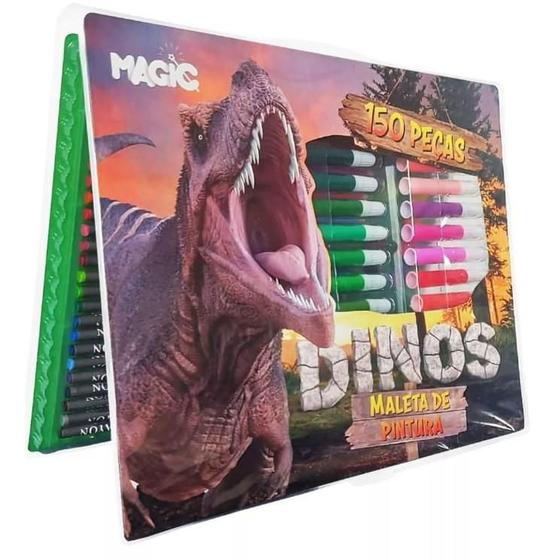 Imagem de Maleta Estojo Dinossauro Completo 150 Pçs Escolar Infantil