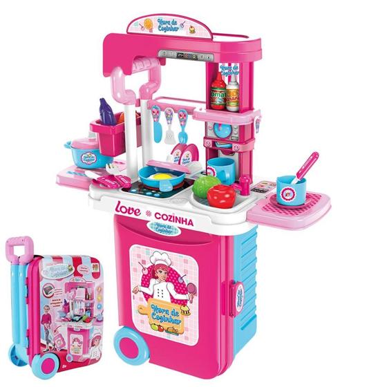 Imagem de Maleta Hora de Cozinhar Brinquedo Infantil Luz Som e Acessórios DM Toys DMT6799