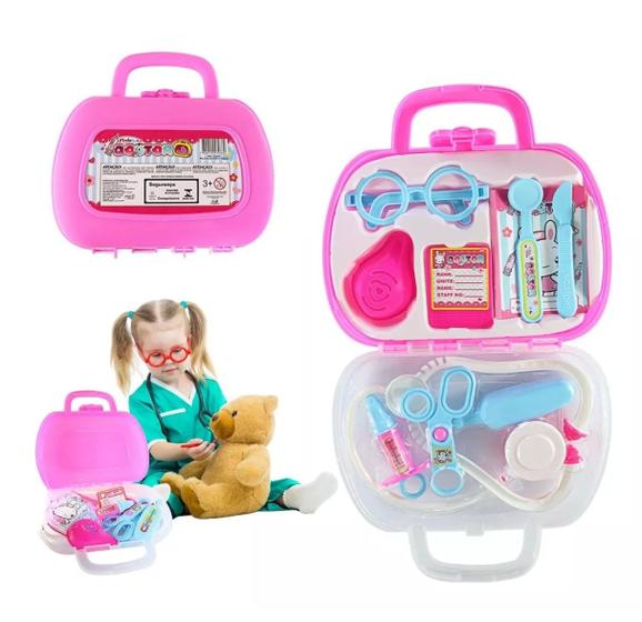 Imagem de Maleta Infantil Rosa Médico com Acessórios 11 Peças Diversão