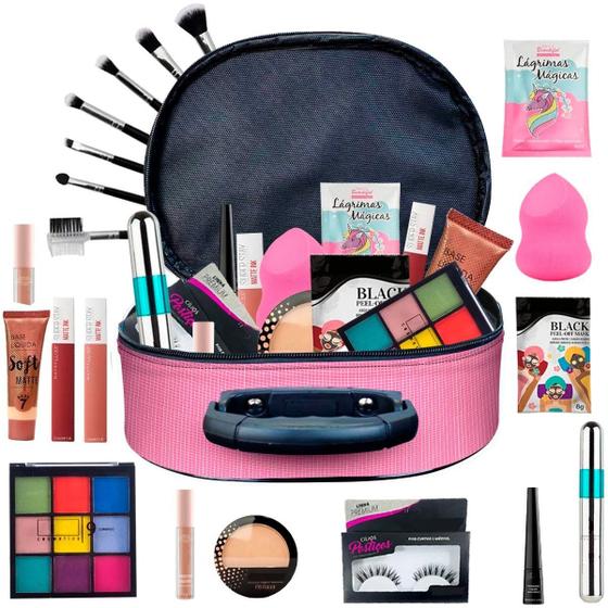 Imagem de Maleta + Kit Maquiagem Base Matte +  Necessaire Bz21-2 - Pele Branca