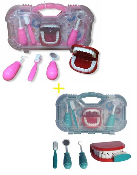 Imagem de Maleta Kit odontologia Verde e Kit dentista Rosa brincando de dentista