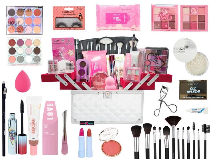 Imagem de Maleta Maquiagem Completa Ruby Rose Kit Pinceis Macrilan