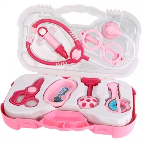 Imagem de Maleta Mini Doutor Kit Médico Infantil 7 Peças Colorida Rosa