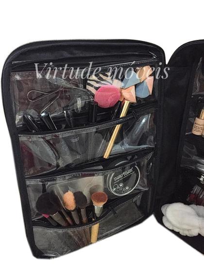 Imagem de Maleta Mochila P/manicures P/90 Esmaltes Bolsa TODA PRETA