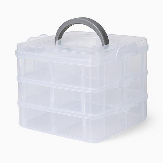 Imagem de Maleta multiuso 18 divisorias removivel organizador box para medicamentos ferramentas costura pesca lacinhos infantil