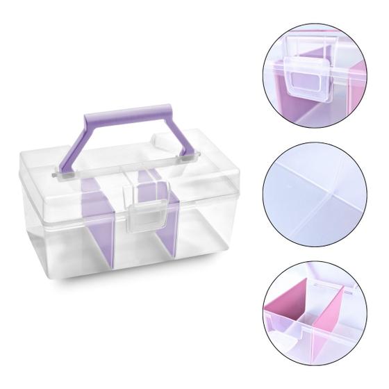 Imagem de Maleta Multiuso Divisória Removível Make Esmalte Organização
