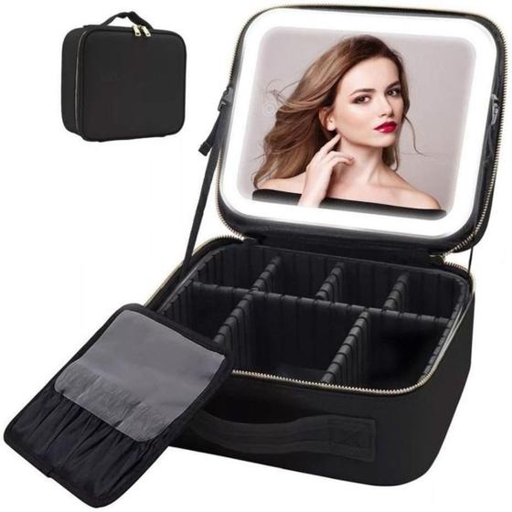 Imagem de Maleta Necessaire Com Espelho e Luz Led Usb