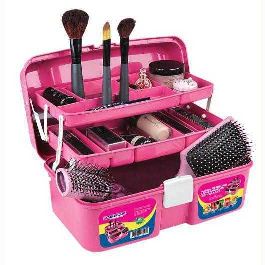 Maleta Organizadora Feminina Bandejas Multiuso Rosa Arqplast Menor preço em Maleta Organizadora Feminina Bandejas Multiuso Rosa Arqplast