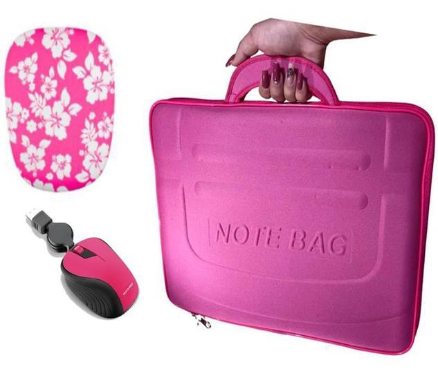 Imagem de Maleta Para Notebook 14 + Mouse Rosa + Mouse Pad Florido