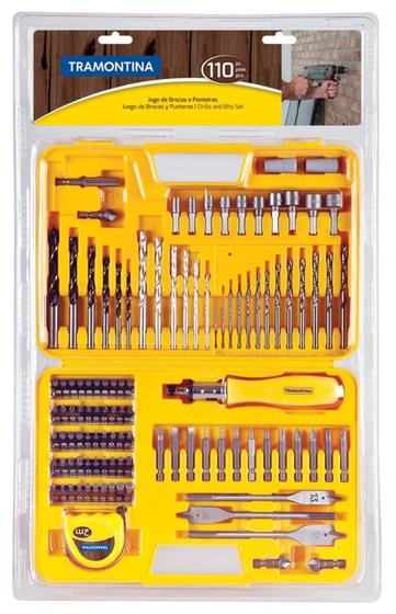 Imagem de Maleta Plástica com Brocas e Ponteiras Tramontina para Uso Doméstico 110 peças