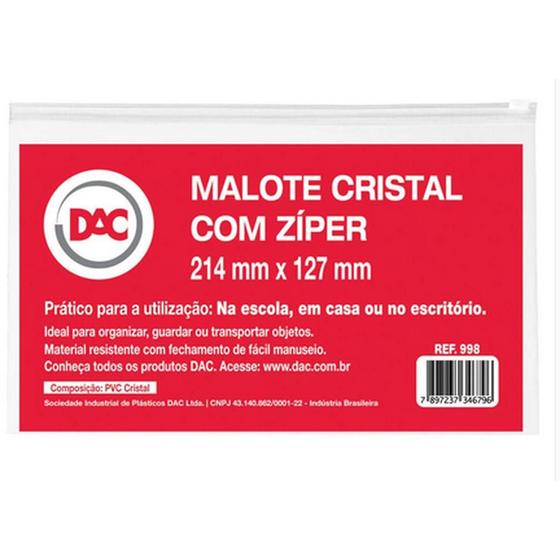 Imagem de Malote Cristal com Zíper 214mm x 127mm 998 - Dac