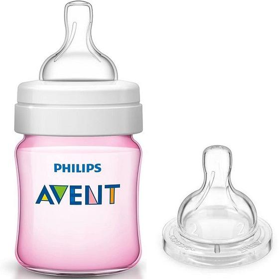 Imagem de Mamadeira ANTI-COLIC 125ML Rosa + Bico Nº2 Philips AVENT SCD809/24