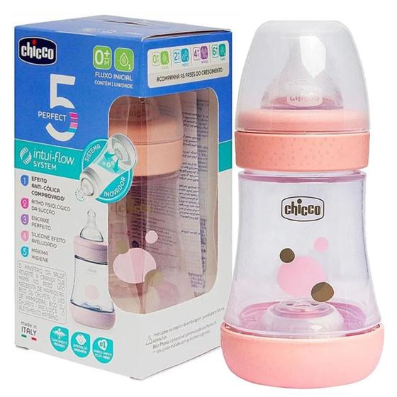 Imagem de Mamadeira Anticólica Chicco Perfect 150Ml Rosa Fluxo Inicial