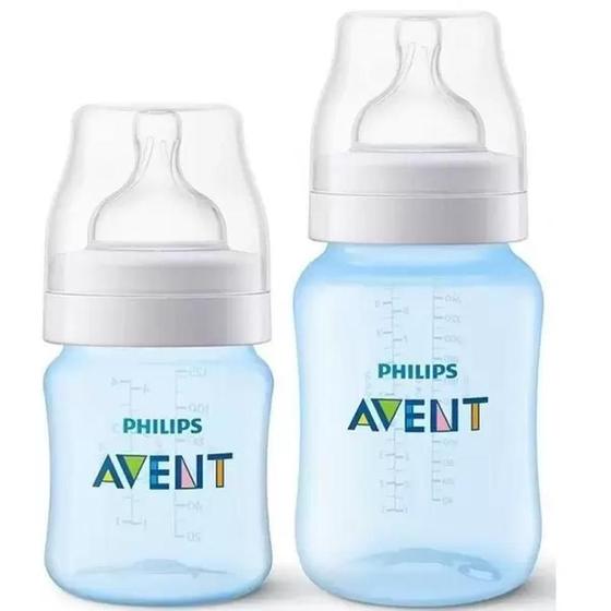 Imagem de Mamadeira Avent 125 e 260ml Azul 809/37 + 01 Bico 4 extra