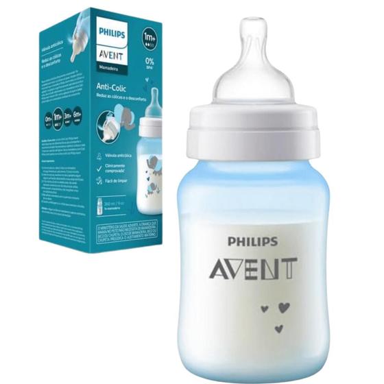 Imagem de Mamadeira Clássica Anti-Colic 260ML Azul Elefante Avent