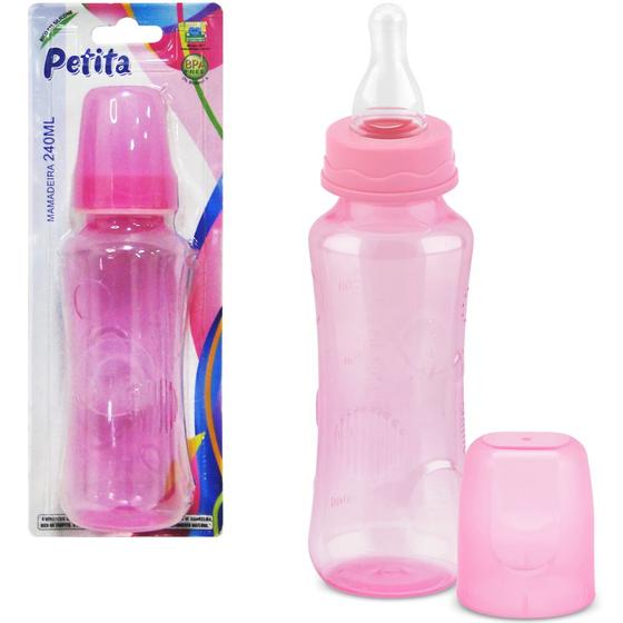 Imagem de Mamadeira com bico de silicone color rosa 240ml