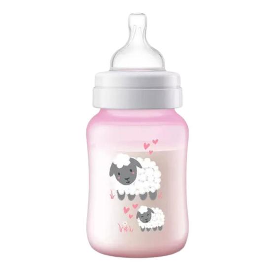 Imagem de Mamadeira De Bebe Menina Rosa 260Ml Ovelha Philips Avent