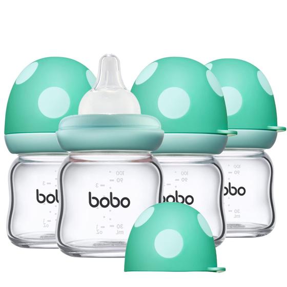 Imagem de Mamadeira de Vidro YOHKOH 100ml (Kit com 4) - Bico Natural