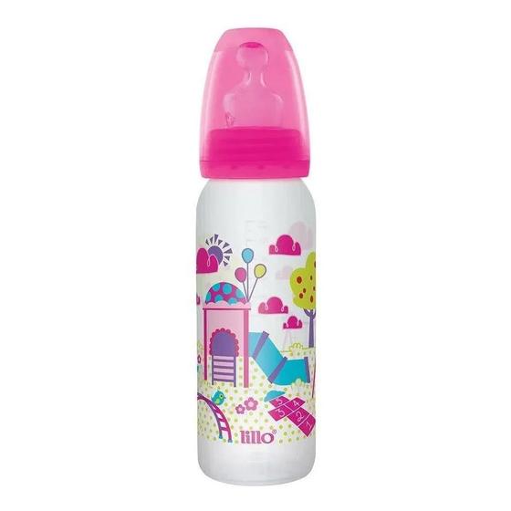 Imagem de Mamadeira Divertida 240ml +6m Rosa Lillo