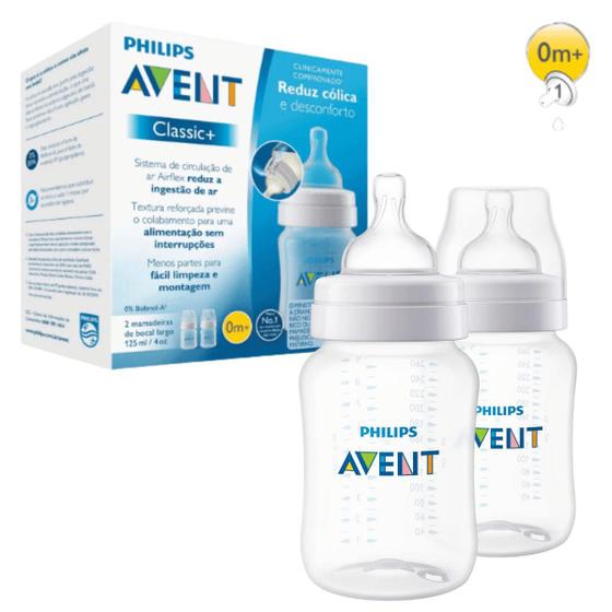 Imagem de Mamadeira Duplo Pack Anti-Colic Transparente 125Ml Philips