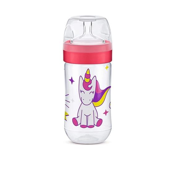 Imagem de Mamadeira Lillo Super 300 ml Bico Silicone Redondo Macio Dino ou Unicornio