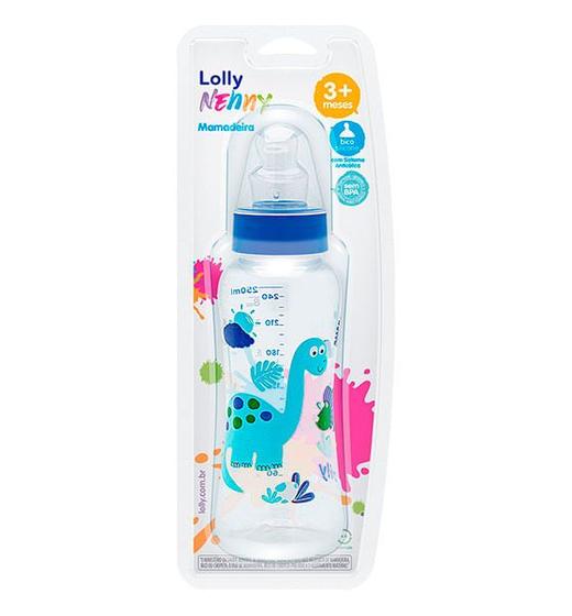 Imagem de Mamadeira Lolly Bico de Silicone Ortodôntico Azul 250ml